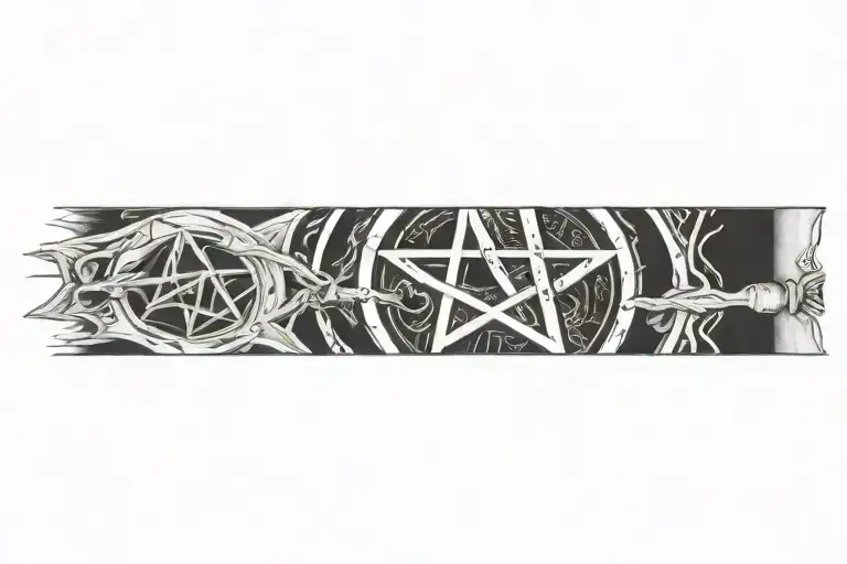cuff pentagram witch evil tattoo design idea