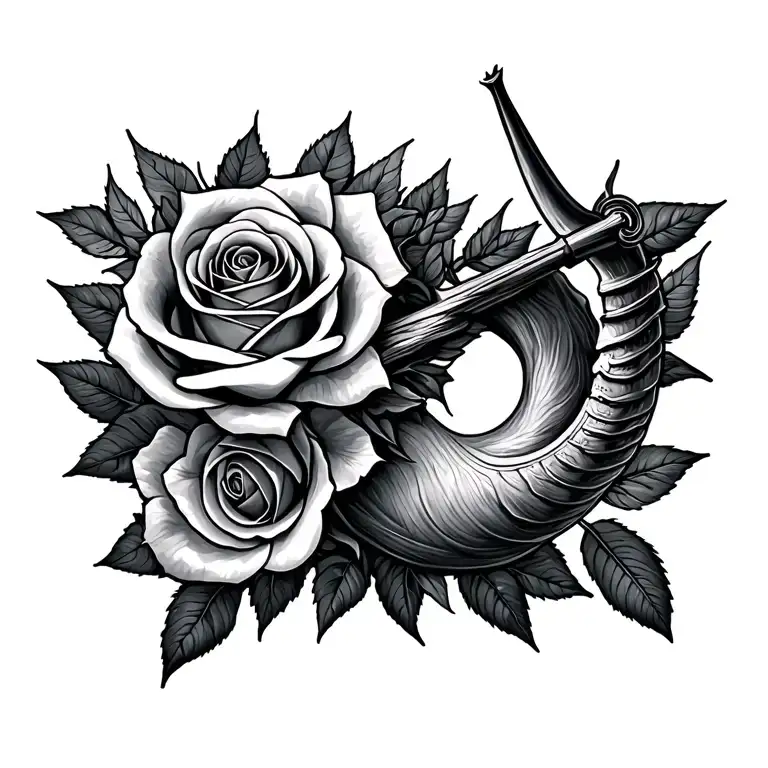 Sagittarius and rose intertwined tattoo design idea