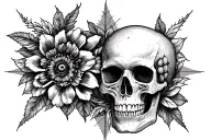 compass flowers skulls tattoo design idea