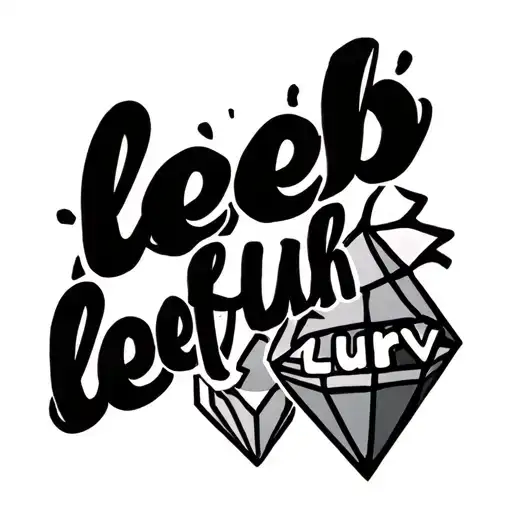 The words “leeb leefuh lurv” in cursive. With a plumbob from the sims under it tattoo design idea