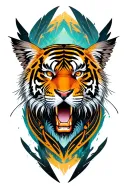 tiger head with industrial  gothic wings tattoo design idea