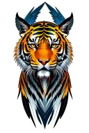 tiger head with industrial  gothic wings tattoo design idea