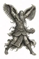 slavic god holding tattoo design idea