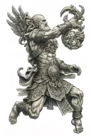 slavic god holding tattoo design idea