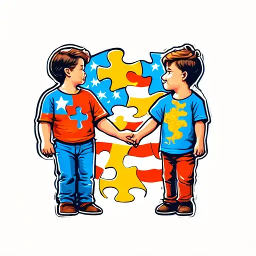 autism puzzle dad and son holding hands holding tattoo design idea