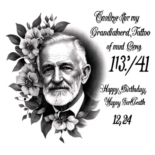 memorial tattoo for my grandfather birthday 10/3/41 date of death 12/4/24 tattoo design idea