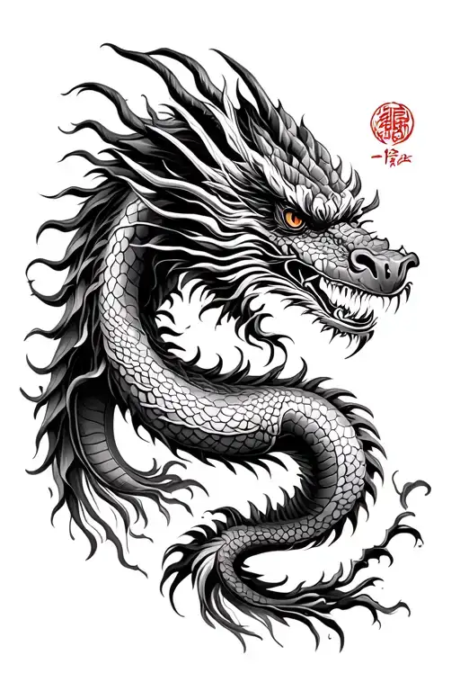 Vietnamese style dragon tattoo design idea