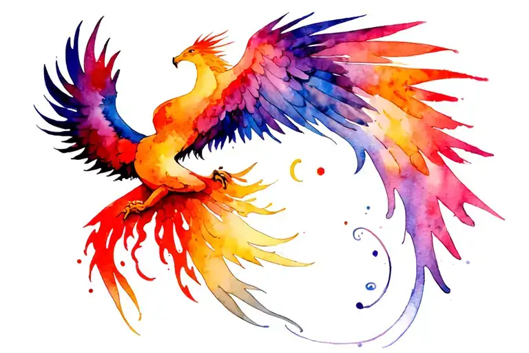 Phoenix rising from the ashes tattoo design idea