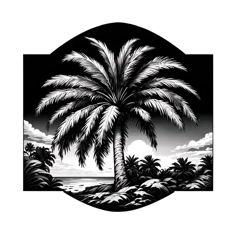 Fine Line Palm Tree tattoo design idea
