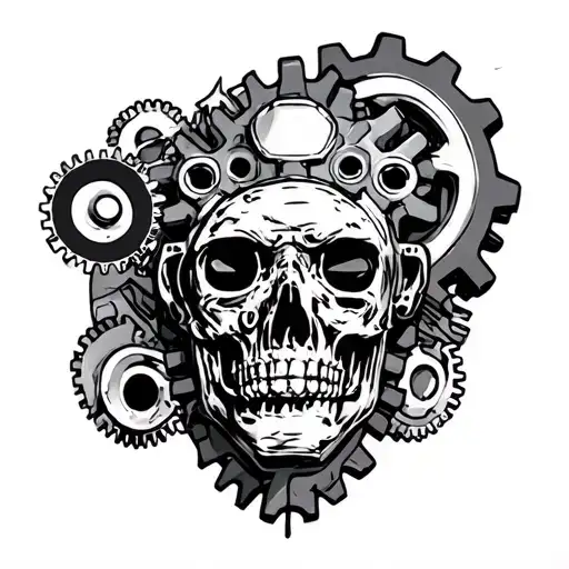 gearhead steaming head tattoo design idea