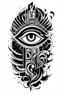 Space Theme With Cosmic Dust Clouds  with Egyptian Anibus Symbolism And all seing eye TattooWith Technology tattoo design idea