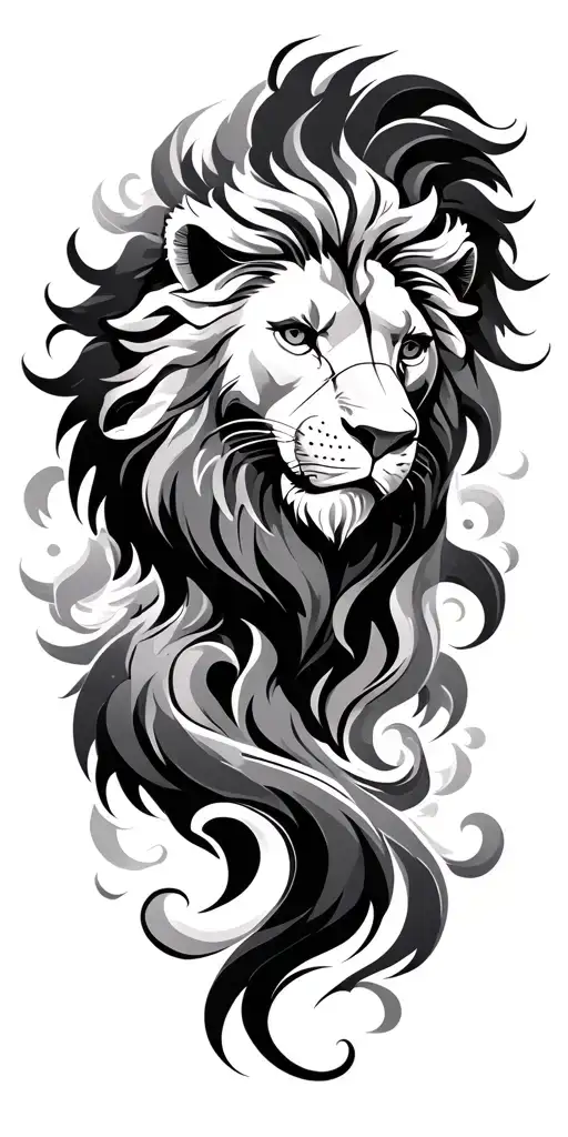 isla Leo Czech lion waves clouds tattoo design idea
