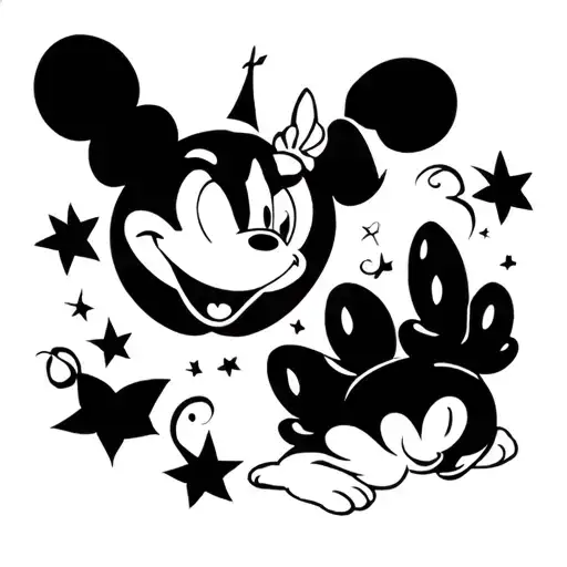 simple Disney world tattoo with a stamp outline tattoo tattoo design idea