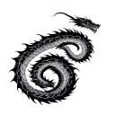 long dragon coiled tattoo design idea