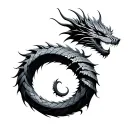 long dragon coiled tattoo design idea