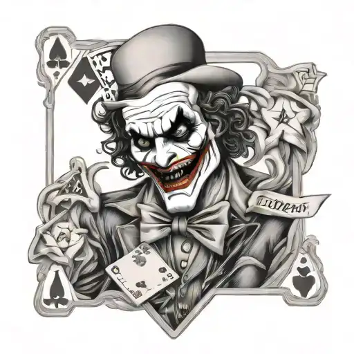 joker card whit 999 at the bodem conner and 666 at the top tattoo design idea