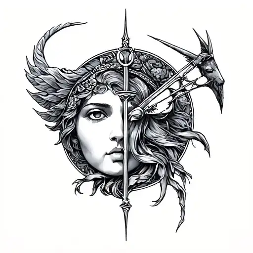 Libra And Sagittarius Combined tattoo design idea