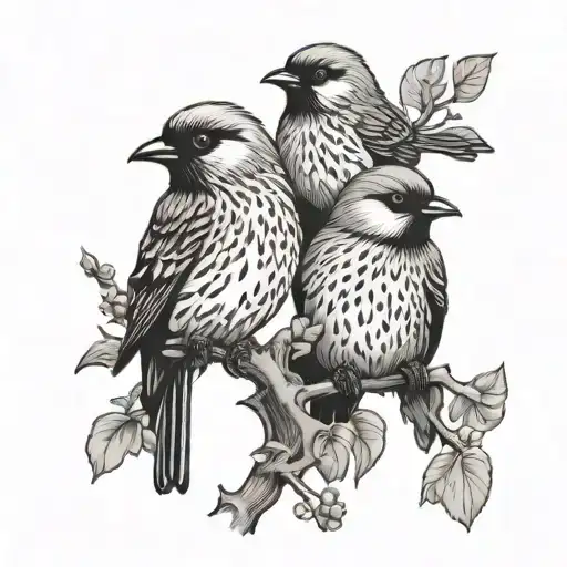 M D 4 small birds tattoo design idea