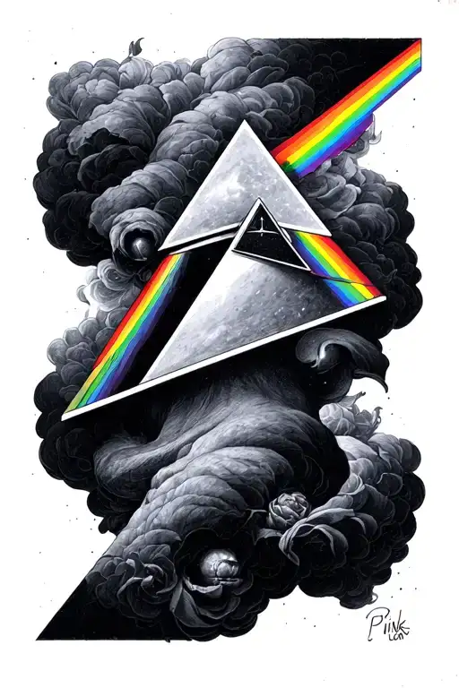 pink floyd the wall meddle prism tattoo design idea