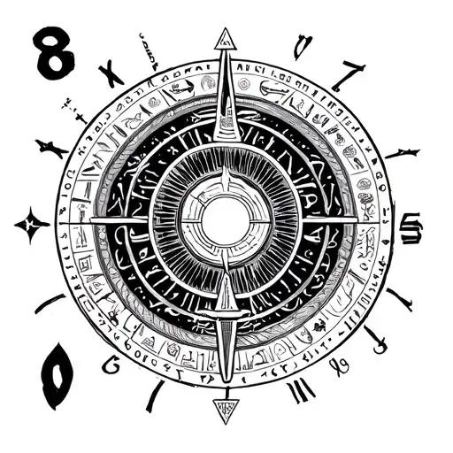 esoteric numerology, ancient Egypt, reptilians and vibrations, balance and energy, space and time tattoo design idea