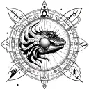 esoteric numerology, ancient Egypt, reptilians and vibrations, balance and energy, space and time tattoo design idea