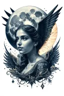 moon and angles  tattoo design idea