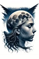 moon and angles  tattoo design idea