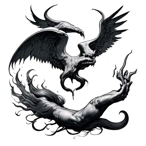 heaven vs hell tattoo design idea