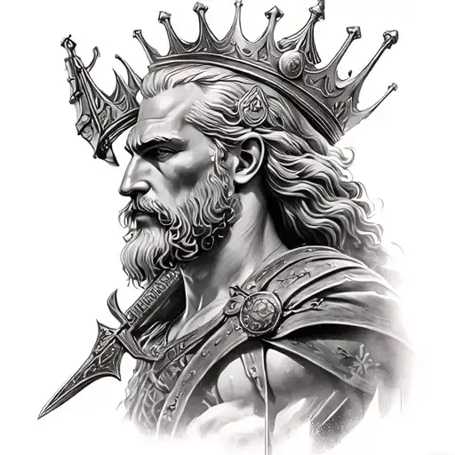 mars roman god of war with crown and sword tattoo design idea