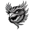 Quetzalcoatl feathered snake face tattoo design idea