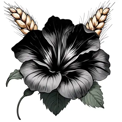 carbonation and morning glory with wheat tattoo design idea