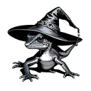 Gecko with witch hat tattoo design idea