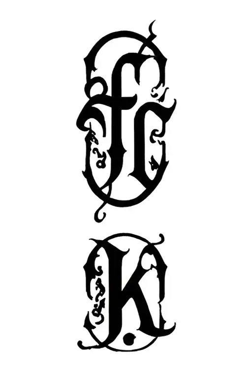 "F. T. K." letters tattoo design idea