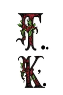 "F. T. K." letters tattoo design idea