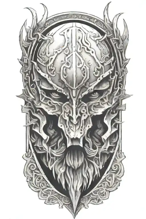 armor on head tattoo design idea
