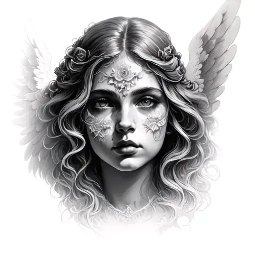 angel face morphine tattoo design idea