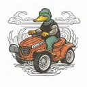 duck riding lawnmower  tattoo design idea