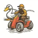 duck riding lawnmower  tattoo design idea