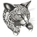 Cailco cat curled tattoo design idea