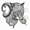 Cailco cat curled tattoo design idea