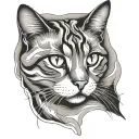Cailco cat curled tattoo design idea