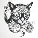 Cailco cat curled tattoo design idea