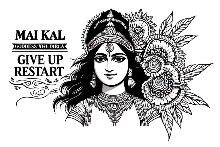 "Mai Ka Lal" Goddess Durga Never Give Up Restart tattoo design idea