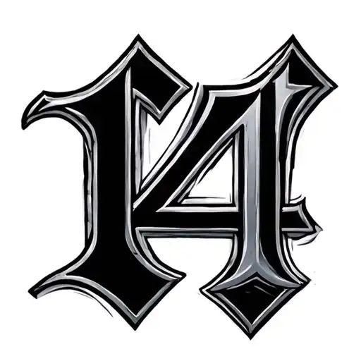 Roman numeral 14 tamil letters tattoo design idea