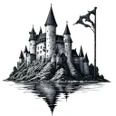 medieval castle tattoo design idea