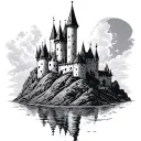 medieval castle tattoo design idea