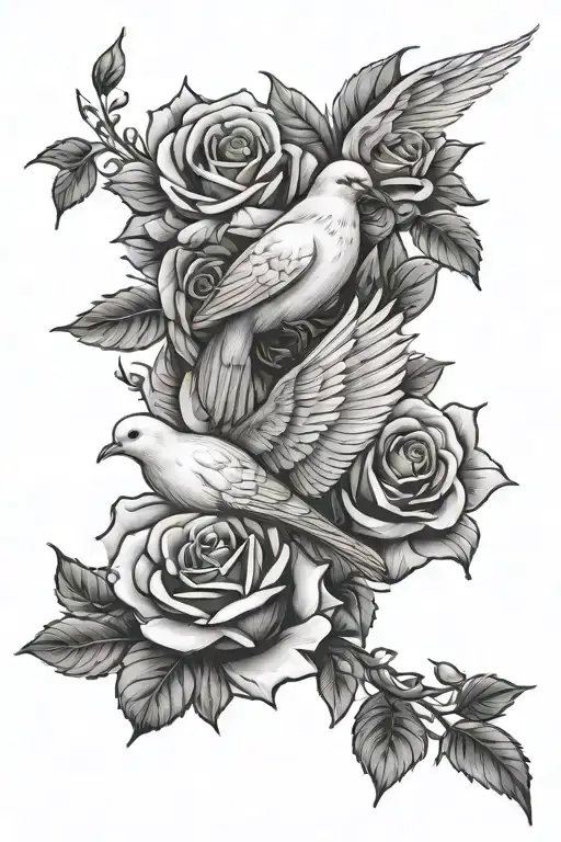 dove and roses sleeve tattoo tattoo design idea