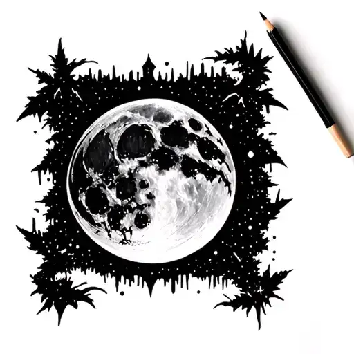 Ecriture "The moon was illuminated, the bar was increased" tattoo design idea