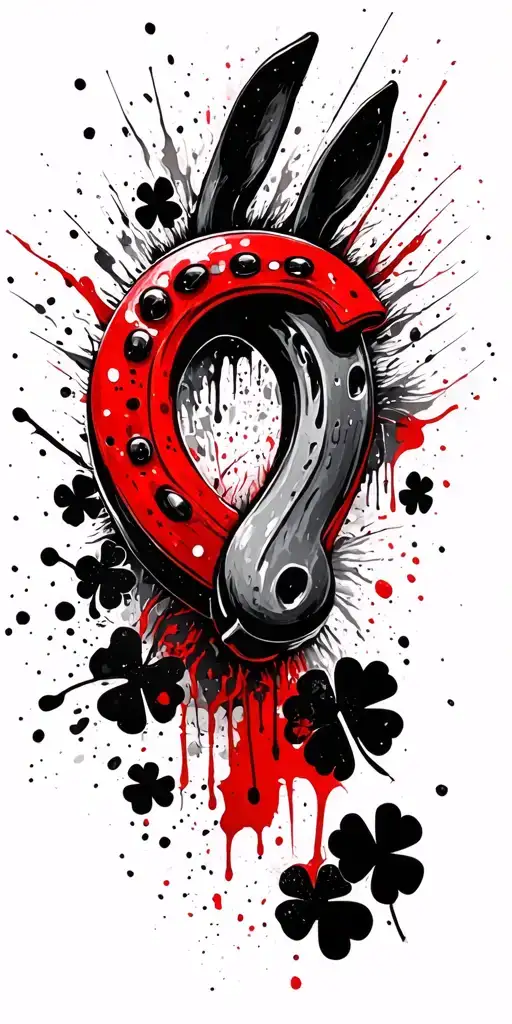 horse shoe and 13 and 7 and four leaf clover and rabbits foot  tattoo design idea