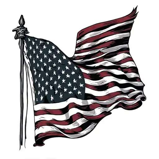 Military Full Sleeve with American Flag primarily black tattoo design idea